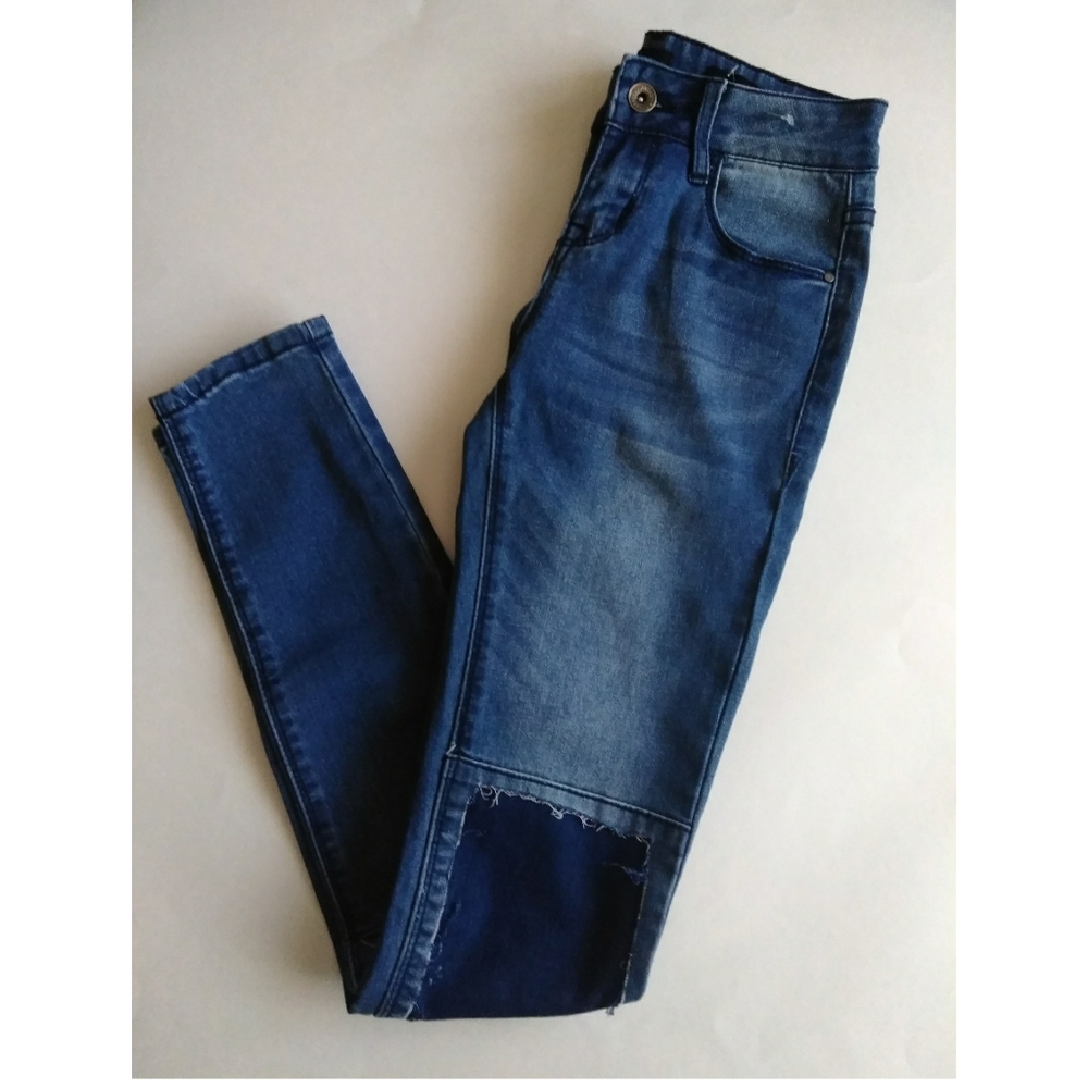 Ranbeeri Skinny Stretch Knee Patch Jeans